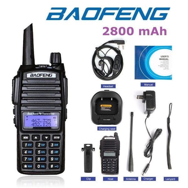 

baofeng уф-82 рации портативные портативный 2800mah аккумулятор с наушники двойной частоты укв/uhf128ch открытый полевой рации
