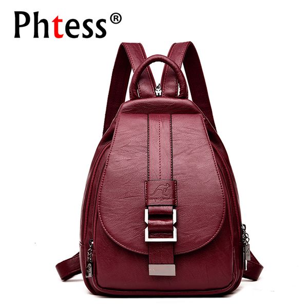 

2019 women leather backpacks vintage female shoulder bag sac a dos travel ladies bagpack mochilas school bags for girls preppy y191102