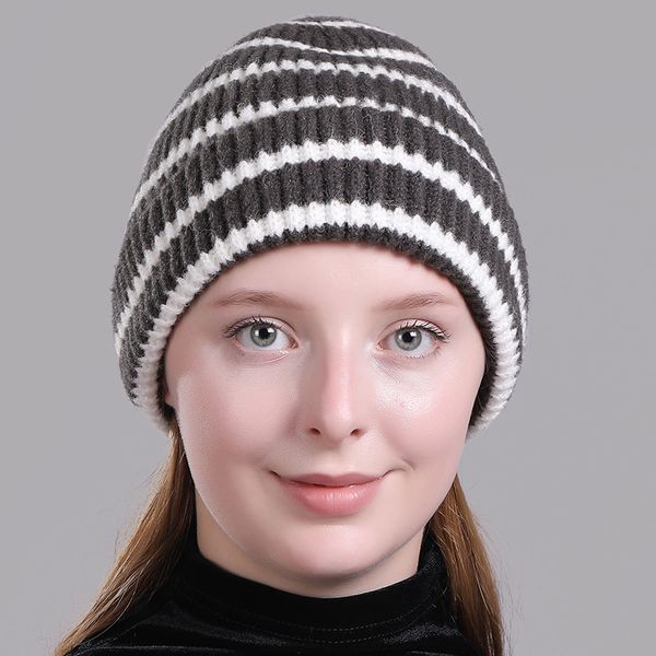 

maxi dhl shipping striped knit hat fashion warm wool blending headgear joker casual cap, Blue;gray