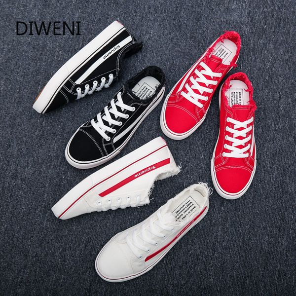 

diweini canvas casual shoes male sneakers lace up student shoes chaussure homme men spring walking flats b151, Black