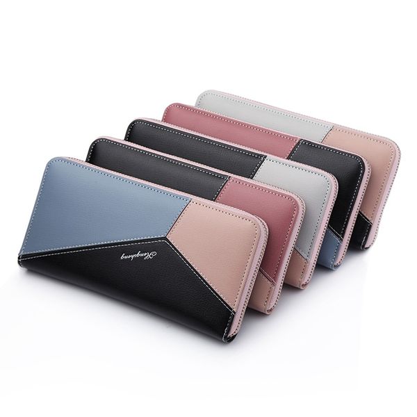 

fashion women's solid color short leather retro vintage style card bag wallet grand porte monnaie femme monedero moda new *22, Red;black