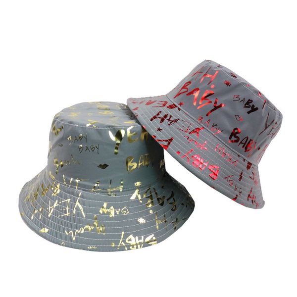 

streetwear hip hop bucket hat 3m reflective graffiti summer autumn panama women men k korean foldable fishing hat cap