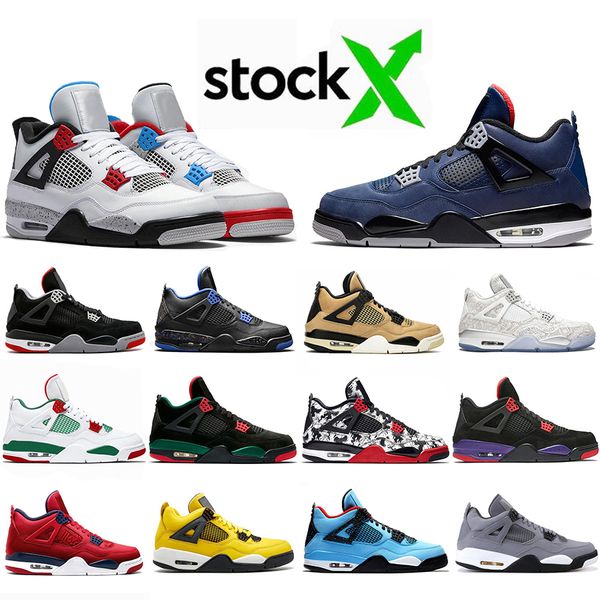 

loyal blue 4s men basketball shoes what the 4 bred travis scotts mushroom lightning fire red sports sneakers us 7-13