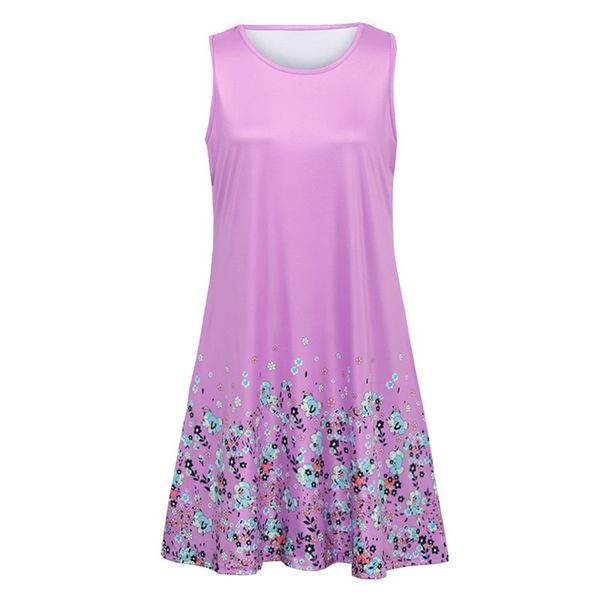 

women sleeveless dress flora print round neck pocket loose casual mini dress g11816pu-xl, Black;gray