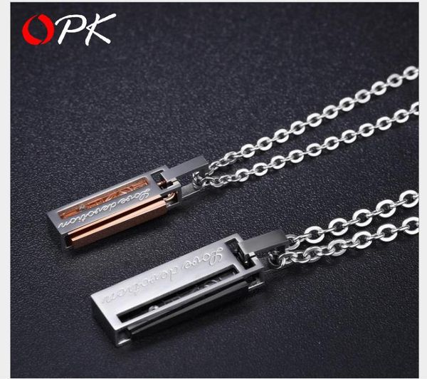 

stainless steel chain square pendant cross-border titanium steel couple necklace, Silver