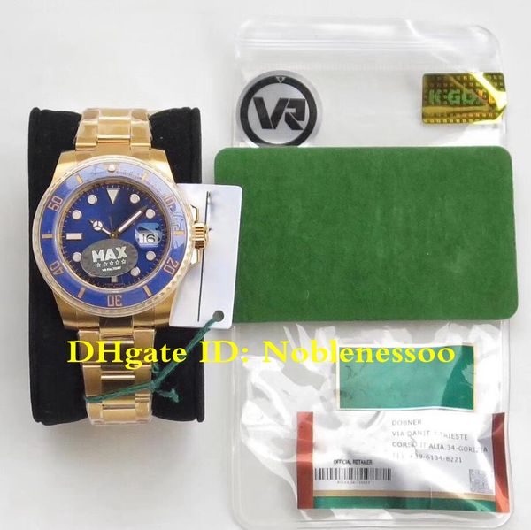 

Мужчины 18K Real Wrap Gold синий 40 мм керамический безель 116618LB 116618 Real Wrap 18k Yellow Gold MAX VR Factory ETA 2836 часы мужские часы