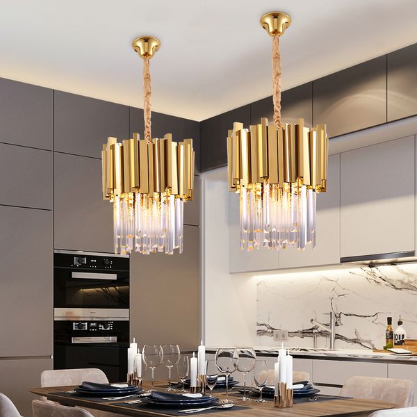 

modern crystal chandelier lighting dining room kitchen island bedroom chain loft chandeliers ceiling gold/chrome pendant lamp light fixtures