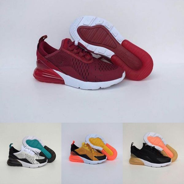 Großhandel Nike Air Max 270 Kinder Triple Tn Sneakers Für Jungen Designer Schuhe Mädchen Plattform Kind Sport Kinder Chaussures Teenager Dickbesohlte NIKE AIR MAX 270 Weiß Weiß orange Kinder Jungen Mädchen