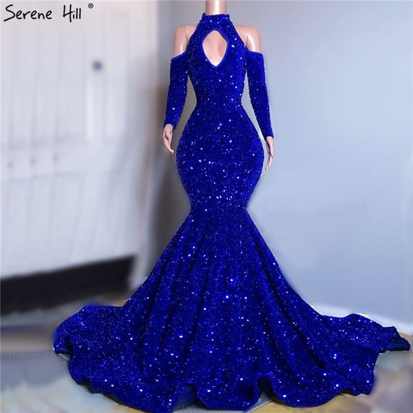 Serene Hill Long Royal Blue Prom Dress Sparkly Glitter Sequin Sexty Top African Girl Русалка PROM PROP 2020 Новое Прибытие CLA70453