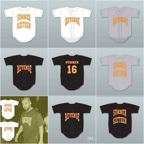 

16 Drake Summer Revenge Stitch Sewn drake summer sixteen revenge gray baseball jersey Women/Youth All Stitched Jerseys