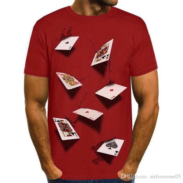 

3d poker designer mens tshirts летней мода стильный повседневный топ короткий рукав тройники, White;black