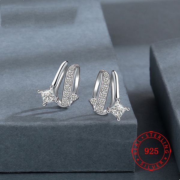 

selling cz gemstone solid 925 sterling silver women jewelry earrings female earrings geometric minimalist screw back earring wholesale