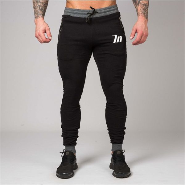 

mens run sports joggers pants male sportswear bottoms skinny sweatpants trousers gym fitness bodybuilding crossfit track pants, Black;blue