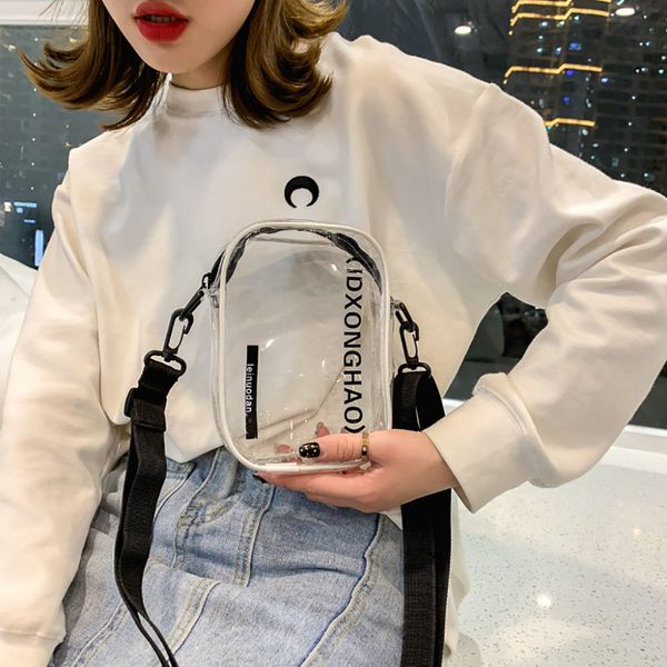 

letter print jelly messenger bag summer clear transparent pvc shoulder bags 2019 fashion wide band cross body shoulder bag #25