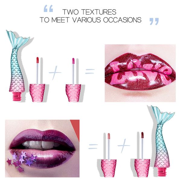 

1 pcs lip tint waterproof mermaid lipgloss liquid lipstick nude glitter shining lipstick 789