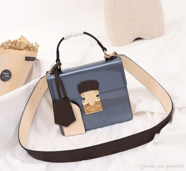 

spring street womens design luxury small shoulder bags black red blue bright leather handbags 2019 lady fashion handbag chain dress totes m9