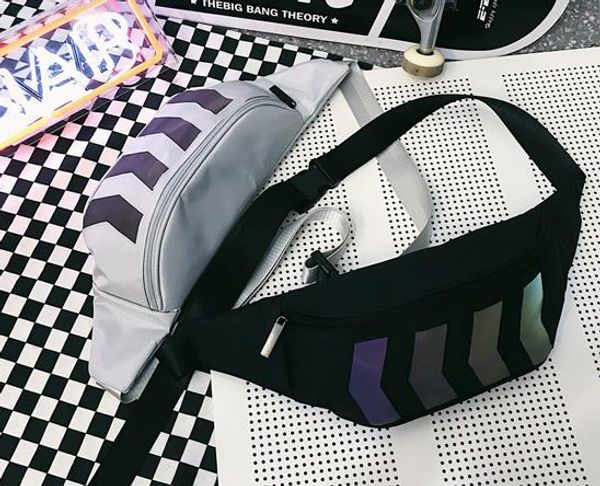 

2020 New Trendy Cool Unisex Reflective Oblique Cross Waist Bag Fashion Wild Shoulder Bag V Free Shipping