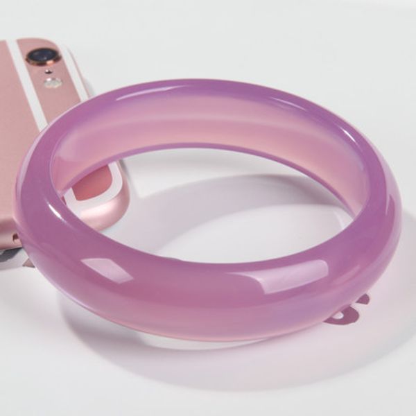 

zheru jewelry natural agate 54mm-62m light purple bracelet elegant princess jade bracelet send mother to girlfriend, Golden;silver