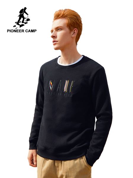 

pioneer camp 2019 thick hoodies sweatshirts for men brand winter warm fleece o-neck causal sweatshirt awy901549a, Black