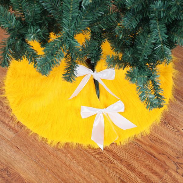 

christmas tree skirts yellow plush xmas tree carpet aprons decoration supplies for home new year event party skirts