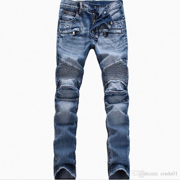 

мужские джинсы проблемные ripped тощий slim fit дизайнер длинные denim синий камуфляж хип-хоп штаны карандаш брюки для мужчин, Blue