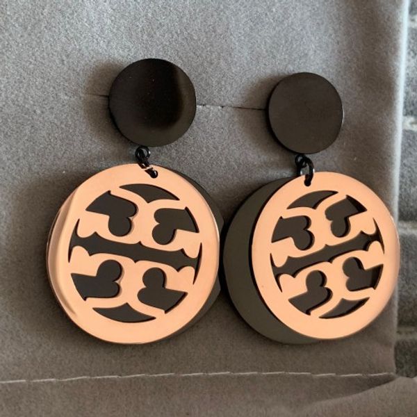 

2019 deluxe fa hion de ign brand titanium teel ro e gold black round dangle drop earring for women men lover jewelry