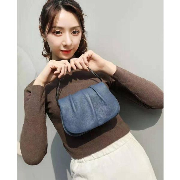

real leather small wrinkle bags cow leather mini crossbody bags genuine shoulder