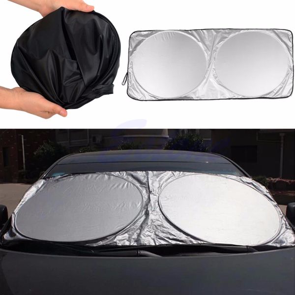 

qilejvs jumbo folding front rear car window sun shade auto visor windshield cover block -m25