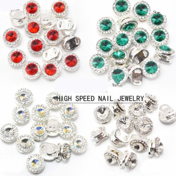 

japanese styles 360 rotate high speed nail jewelry red green colorful white 8 kinds nail art charms decoration stone charms, Silver;gold