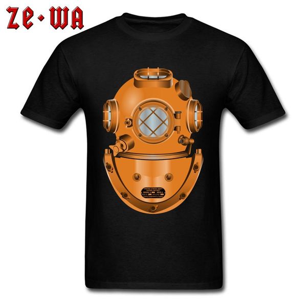 

new 3d men t-shirt diving helmet tees crazy tee-shirts punk style t shirt cotton clothes black drop shipping, White;black