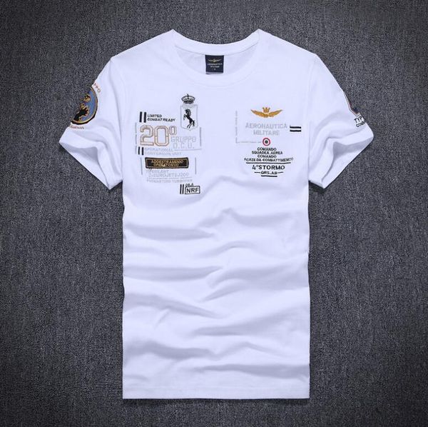 

2019 new men's summer casual round neck slim short-sleeved air force one white short t-shirt ing, White;black