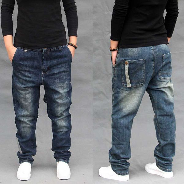 

4 season harem jeans men casual loose baggy denim pants hip hop joggers blue trousers man clothing