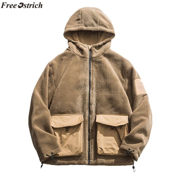 

ostrich men jacket 2019 men's new fashion winter casual patchwork coat long sleeve jacket outwear,windproof, Black;brown