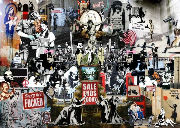 

banksy collage fine art home decor handpainted &hd print oil painting on canvas wall art canvas pictures 200119