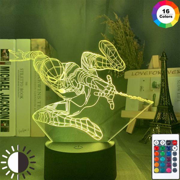 

marvel spider man figure 3d lamp for kids bedroom decor nightlight cool superhero spiderman led night light for christmas gift