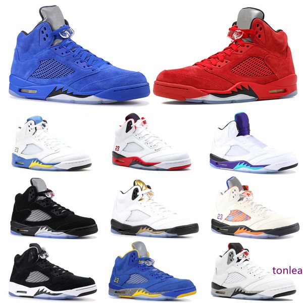 

men 5 5s basketball shoes bred laney blue white fresh prince grape international flight mens trainer designer sport sneaker size 41-47