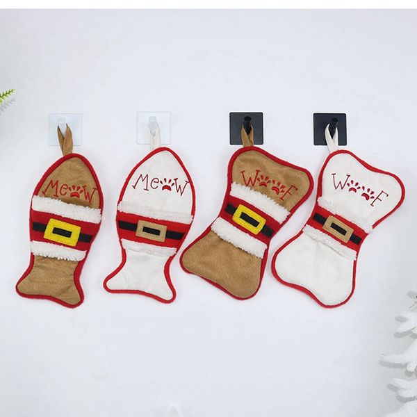 

новогодние украшения для дома fish bone чулок нож вилка набор столовых приборов holder сумка навидад носки посуда столовая и сад