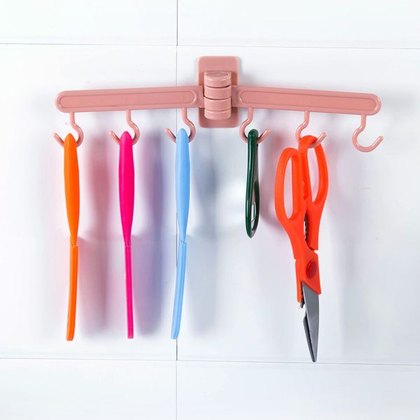 

multi-functional kitchen organizer strong adhesive hanger storage rack 180 degree rotate hooks bathroom