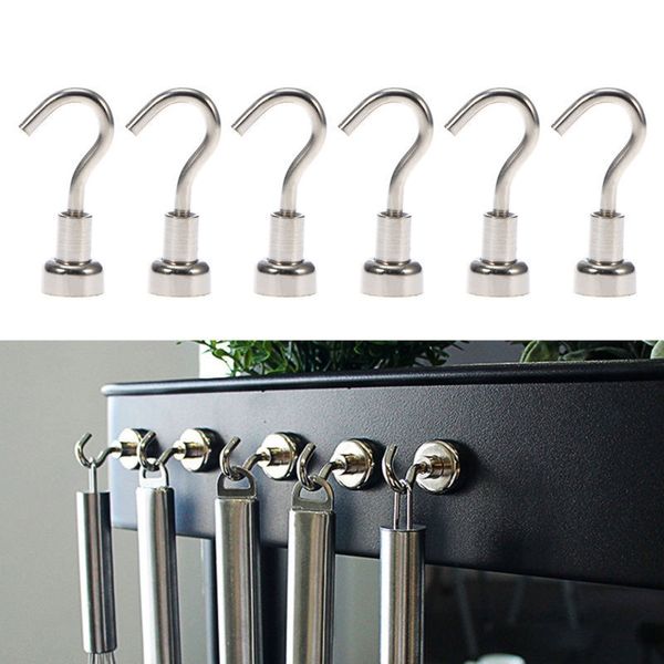 

6 pcs magnetic hooks powerful heavy duty magnet hanger strong magnetic cup key coat hanging hangers wall hook