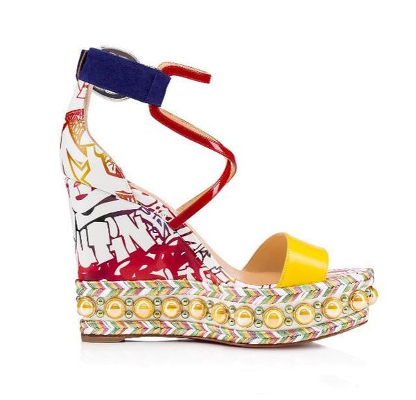 

роскошная леди с красной подошвой обувь для свадебное платье chocazeppa сандал клин pearls шпильки женщины лодыжки ремень гладиатор сандалии, Black