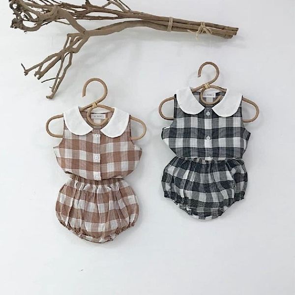 

2020 новые комплекты одежды для девочек детские девушки без рукавов футболка плед топы топы + шорты 2 шт. детская хлопковая летняя одежда ко, White