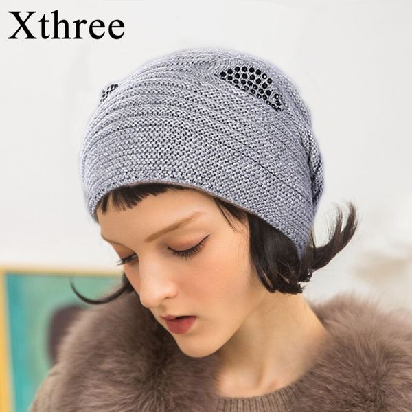 

xthree шерсть вязаный hat для женщин cute kitty hat для девочек теплые гравитационные falls cap мода толстые шляпы девушки skullies gorras, Blue;gray