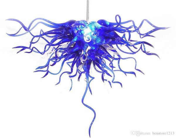 

100% mouth blown borosilicate murano glass blue chandelier light art pendant hanging modern pendant lamp