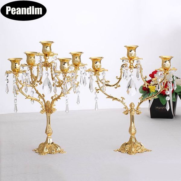 Peandim 3 Lights Romantic 5 Arms Candle Holders European Candle