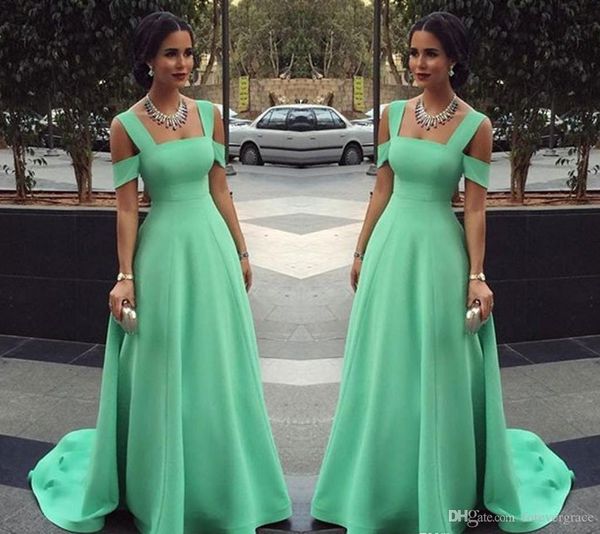 2019 Barato Mint Verde Vestido De Noite Spaghetti Simples Longo Formal Férias Desgaste Prom Vestido de Festa Custom Made Plus Size