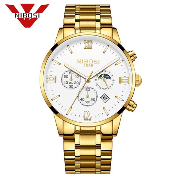 

nibosi men watches military army quartz wristwatch mens watches brand luxury relogio masculino sun moon star style clock, Slivery;brown