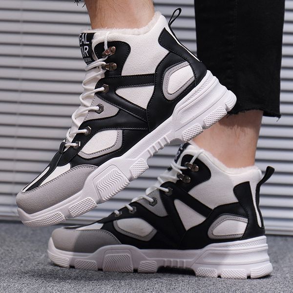 

winter new hiking warm plush shoes winter outdoor sports shoes men's fashion male footwear zapatillas hombre men, Black