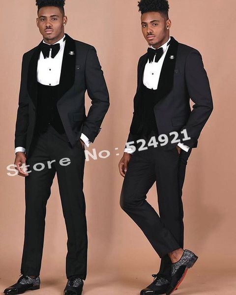 

fashionable one button groomsmen shawl lapel groom tuxedos men suits wedding/prom/dinner man blazer(jacket+pants+tie+vest) 670, Black;gray