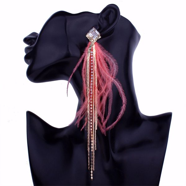 

2018 long drop earring fashion feather style ethnic boho big dangle statement earring wedding earrings accessories, Silver