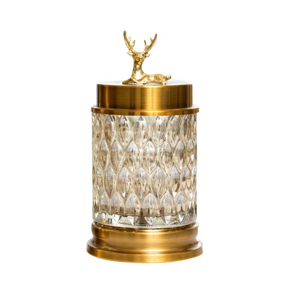 

tea tin canisters boxes with airtight lids - 12 x 12 x 24cm - for loose tea, sugar and coffee, spice and jewelry storage, deer statue